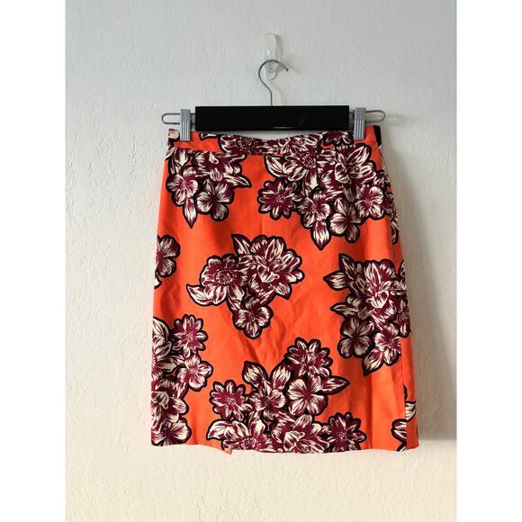 Anthropologie Maeve Salinas Pencil Skirt Women's  Size 0 Orange Paisley Print - Picture 3 of 10
